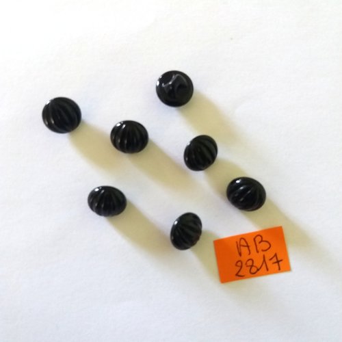 7 boutons en verre noir - 11mm - ab2817