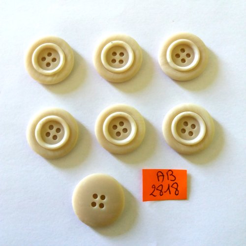 7 boutons en résine beige - 23mm - ab2818