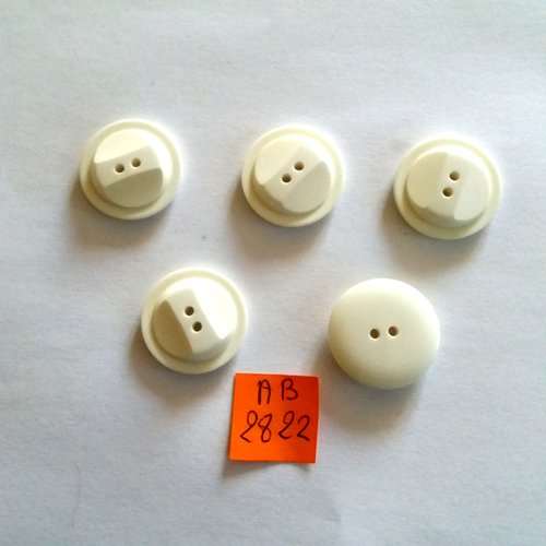 5 boutons en résine blanc - 22mm - ab2822