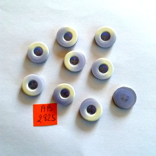 9 boutons en résine bleu et blanc - 18mm - ab2825