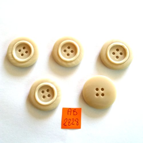 5 boutons en résine  beige - 28mm - ab2828