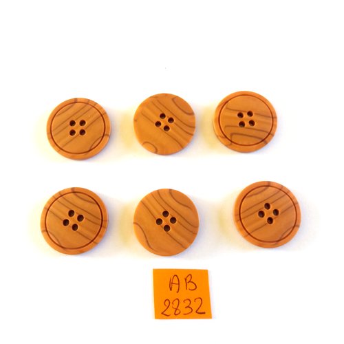 6 boutons en résine  marron - 22mm - ab2832