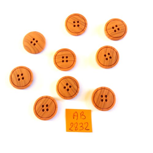 9 boutons en résine  marron - 17mm - ab2832
