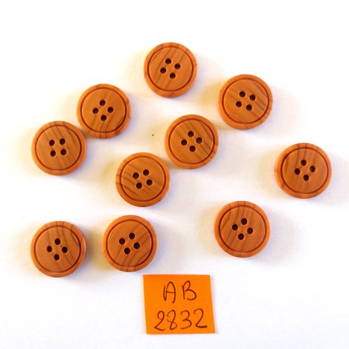 10 boutons en résine  marron - 15mm - ab2832