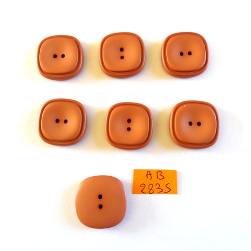 7 boutons en résine  marron - 19x19mm - ab2835