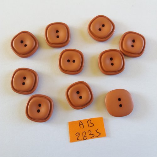 10 boutons en résine  marron - 16x16mm - ab2835