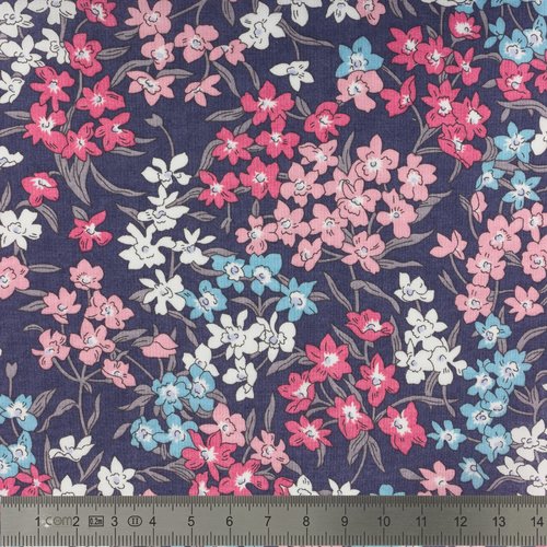 Tissu liberty of london - sea blossoms - fleur rose - coton - 10cm / laize