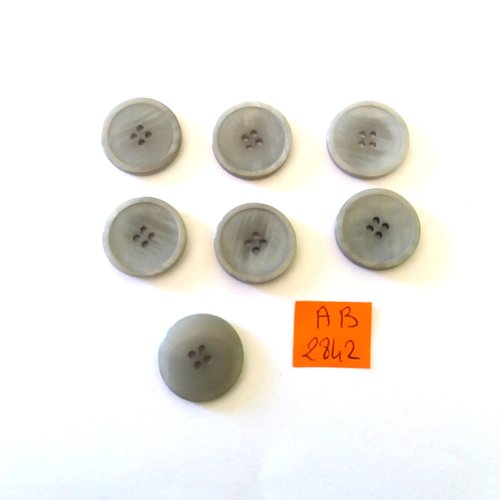 7 boutons en résine gris - 20mm - ab2842