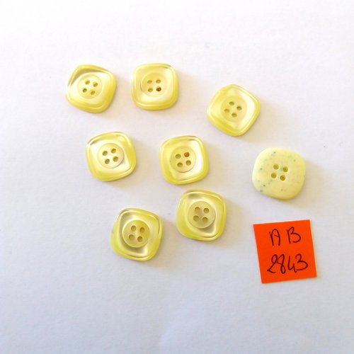 8 boutons en résine jaune - 16x16mm - ab2843