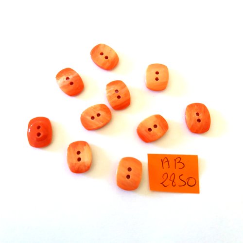10 boutons en résine orange - 10x14mm - ab2850