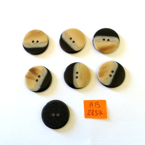 7 boutons en résine beige et marron- 22mm - ab2857