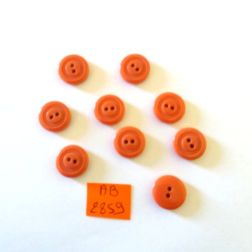 9 boutons en résine orange foncé - 14mm - ab2859