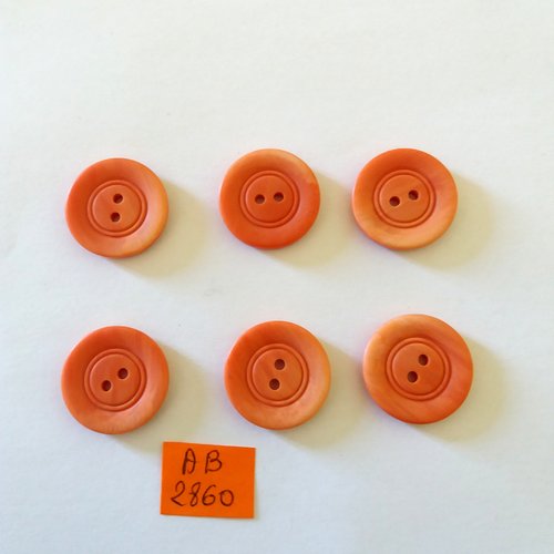 6 boutons en résine orange - 22mm - ab2860