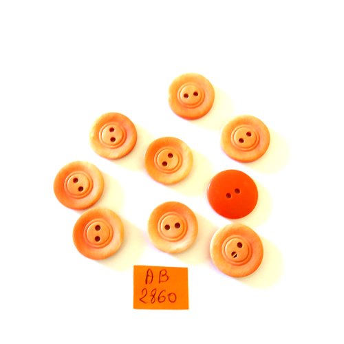 9 boutons en résine orange - 18mm - ab2860