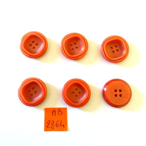 6 boutons en résine marron - 21mm - ab2864