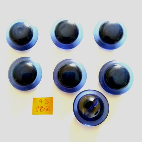 7 boutons en résine bleu transparent - 31mm - ab2866