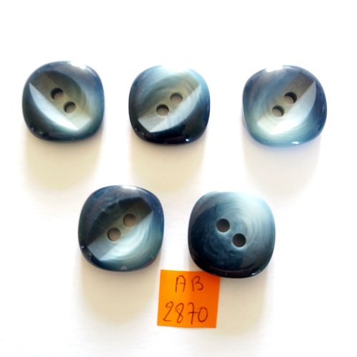 5 boutons en résine bleu - 25x25mm - ab2870