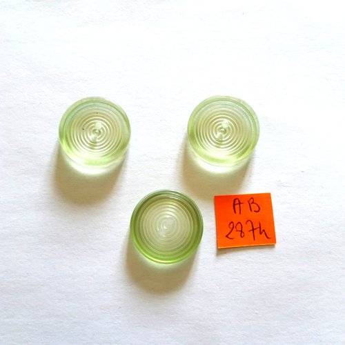 3 boutons en résine vert transparent - 23mm - ab2874