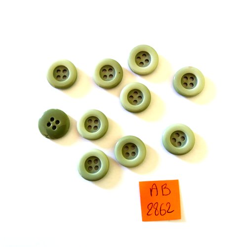 10 boutons en résine vert - 14mm - ab2862