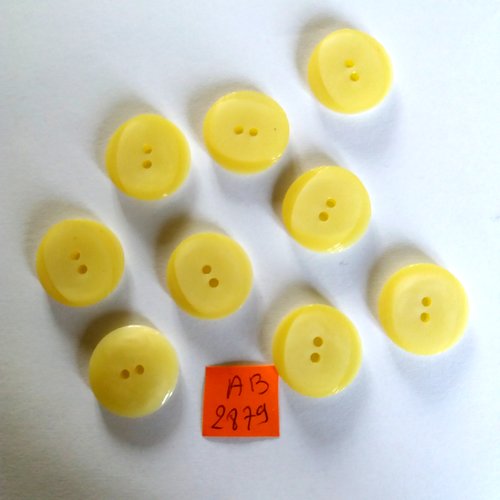 9 boutons en résine jaune - 22mm - ab2879