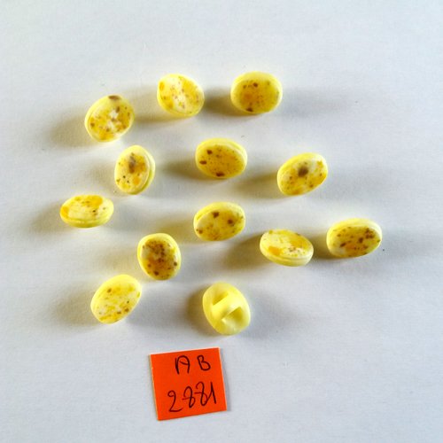 13 boutons en résine jaune  moucheté - 11x13mm - ab2881