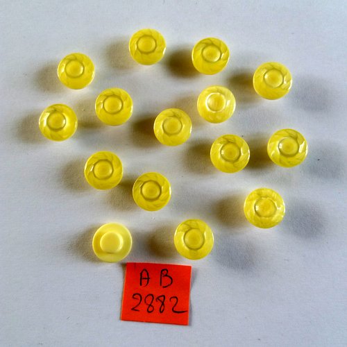 15 boutons en résine jaune - 11mm - ab2882