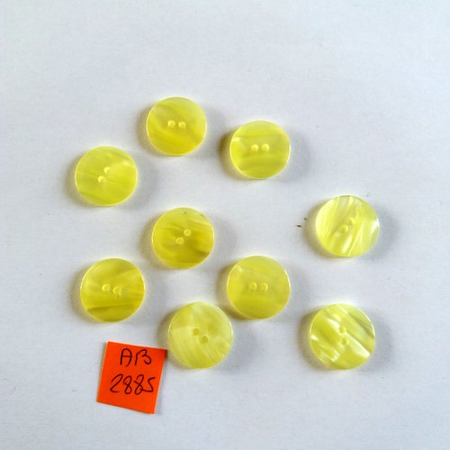 9 boutons en résine jaune - 18mm - ab2885