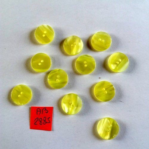11 boutons en résine jaune - 15mm - ab2885