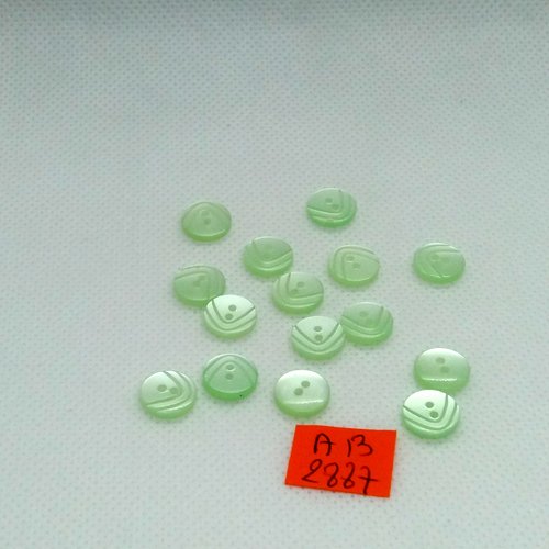 15 boutons en résine vert d'eau - 10mm - ab2887