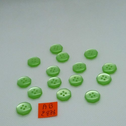 15 boutons en résine vert clair - 13mm - ab2888