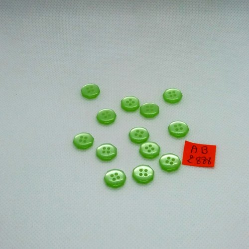 13 boutons en résine vert clair - 11mm - ab2888