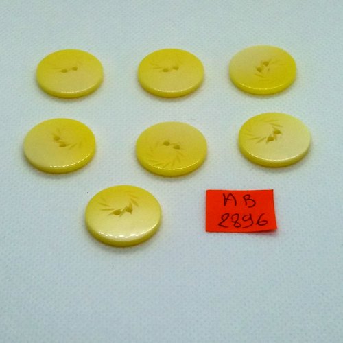 7 boutons en résine jaune - 22mm - ab2896