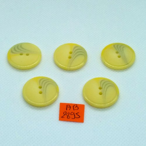5 boutons en résine jaune - 23mm - ab2895