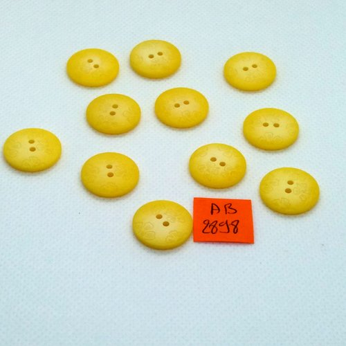 11 boutons en résine jaune - 18mm - ab2898