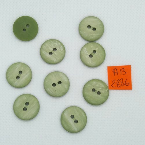 9 boutons en résine vert - 18mm - ab2886