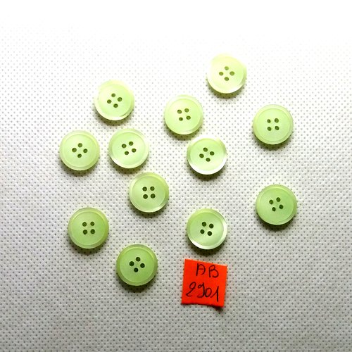 12 boutons en résine vert d'eau - 14mm - ab2901