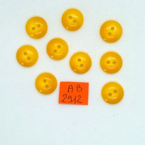 9 boutons en résine jaune/orangé - 15mm - ab2912