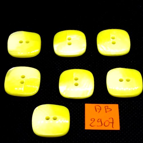 7 boutons en résine jaune - 19x19mm - ab2907