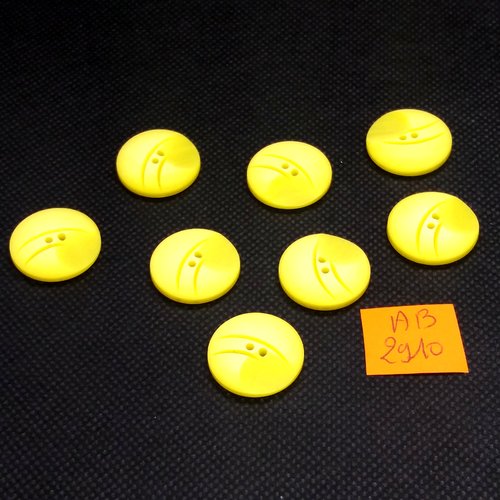 8 boutons en résine jaune - 20mm - ab2910