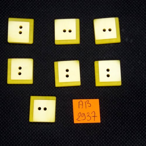 7 boutons en résine jaune - 16x16mm - ab2937