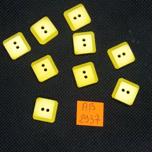 8 boutons en résine jaune - 14x14mm - ab2937