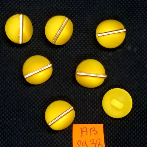 7 boutons en résine jaune/orangé et doré - 15mm - ab2938