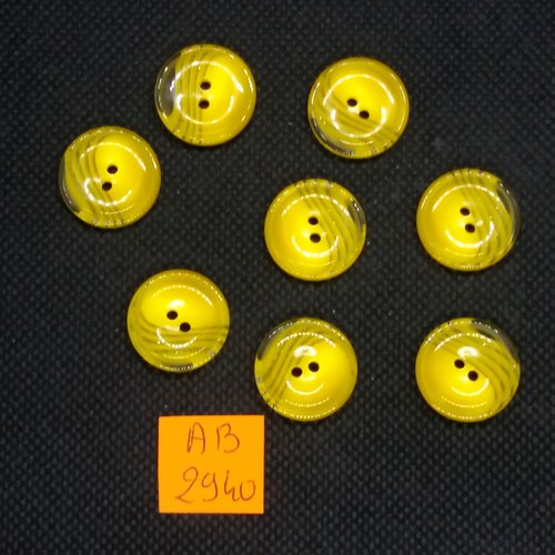 8 boutons en résine jaune/orangé - 18mm - ab2940