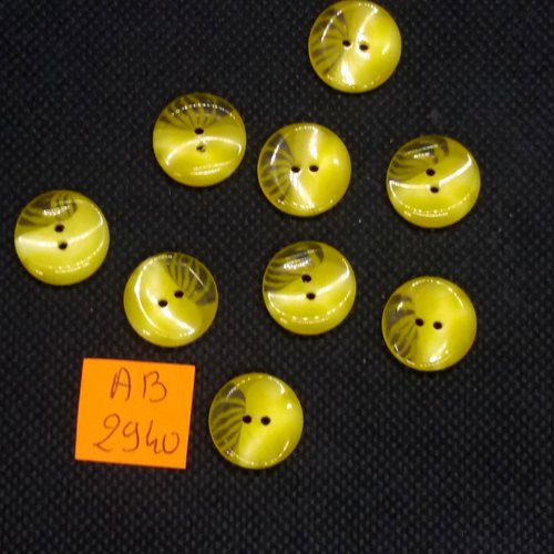9 boutons en résine jaune/orangé - 15mm - ab2940