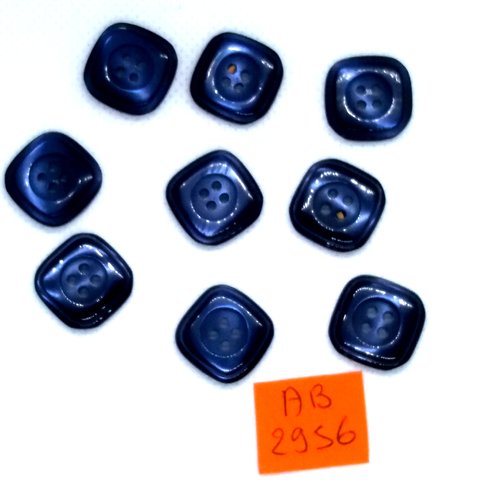 9 boutons en résine bleu - 16x16mm - ab2956