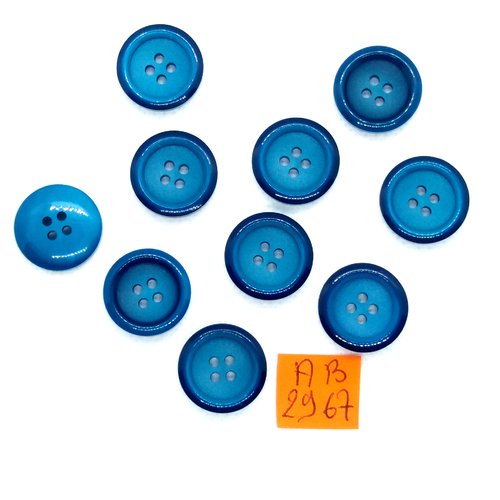 10 boutons en résine bleu canard - 18mm - ab2967