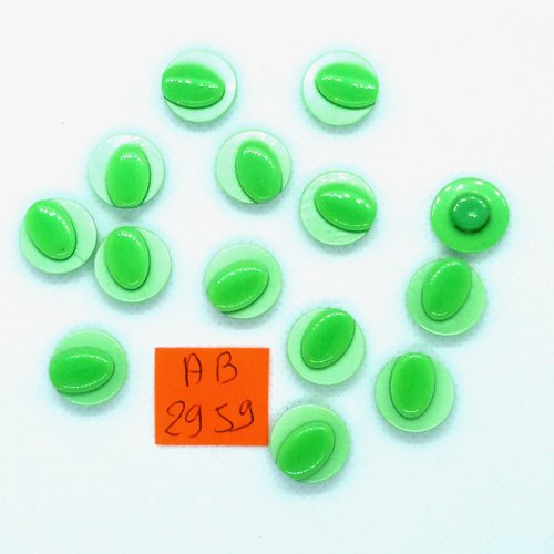 14 boutons en résine vert - 14mm - ab2959