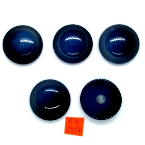 5 boutons en résine bleu - 34mm - ab2957