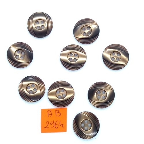 9 boutons en résine marron - 17mm - ab2964