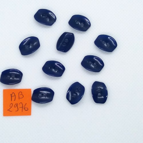 11 boutons en résine bleu foncé - 10x14mm - ab2976